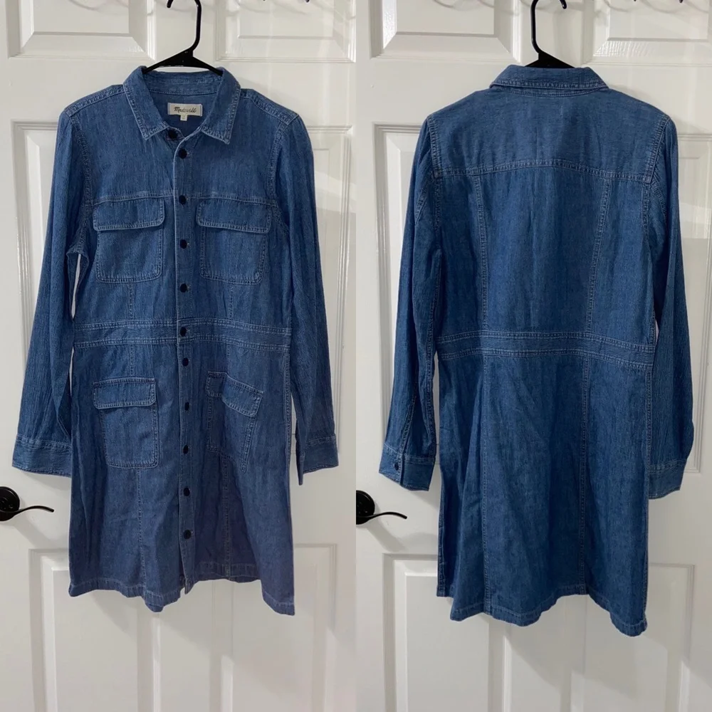 Madewell Denim Chambray Utility Button-up Collared Shirtdress - Picture 4 of 6